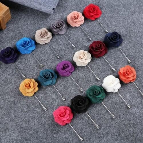 26 Colors 1Pcs New Camellia Flower Lapel Pin Brooch Handmade Handmade Flower Brooch Pin for Men Fashion Wedding Boutonniere 10