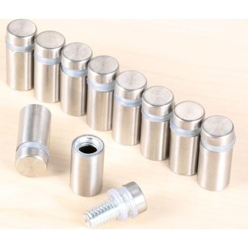 10Pcs Advertisement Standoffs Bolts Mounted Advertising Screws Decorative Mirror Glass Nail Fastener 12x25mm Stainless Steel