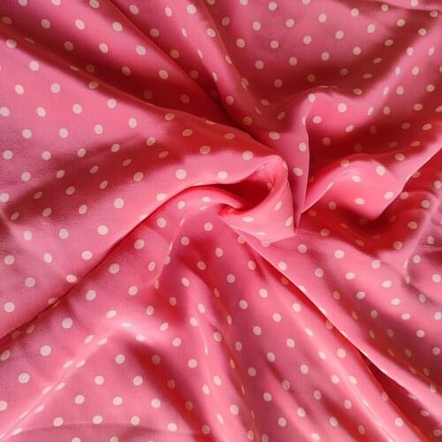 100%silk crepe silk charmeuse silk mulberry silk for shirt dress tops peach with small orange spots dots crepe fabric