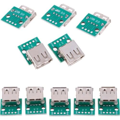 5pcs/Lot Type A Female USB To DIP 2.54mm PCB Connector USB PCB Board Connectors Wholesale