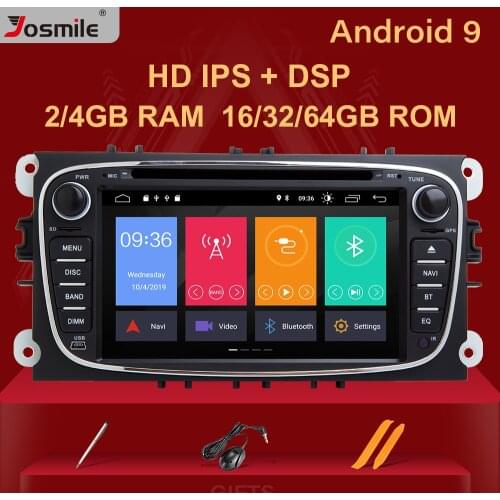 IPS DSP 8 Core 4GB 64G 2din Android 9 Car Radio Multimedia For Ford Focus 2 3 mk2 Mondeo 4 Kuga Fiesta TransitConnect S-MAXC-MAX