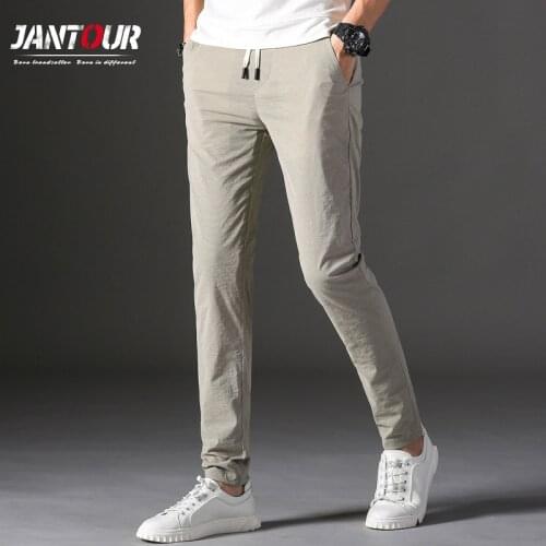 Brands Men pants 2021 New Design Casual hombres pantalones Cotton Slim Pant male Trousers Fashion Business Tie Pants Man 28-38