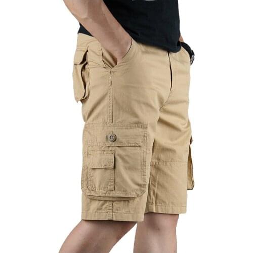 Cargo Shorts Men Summer Casual Cotton Baggy Multi Pocket Military Zipper Breeches Streetwear Tactical Work Shorts Plus Size 44