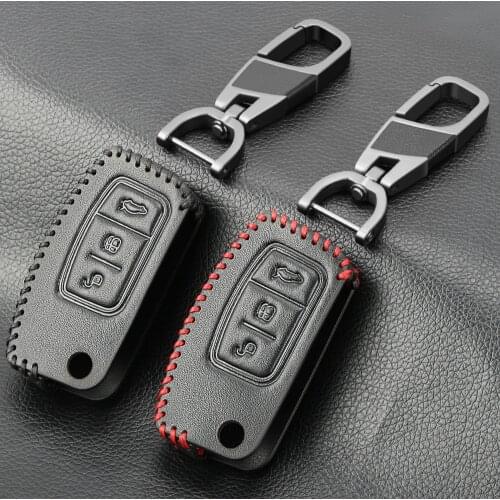 Genuine Leather Car Key Cover for Ford Fiesta Focus Focus C-Max Galaxy Kuga Mondeo MK4 S-Max Fob Smart Remote Key Case Cover