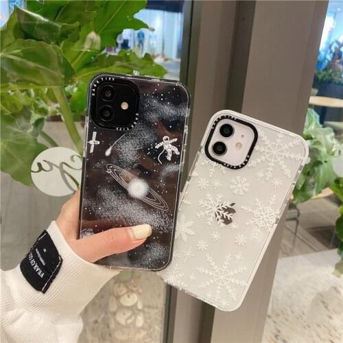 White spaceman snowflake phone case for iphone 11 Pro Max 7 8 Plus 12 Mini XR X XS cases shockproof bumper soft silicone cover