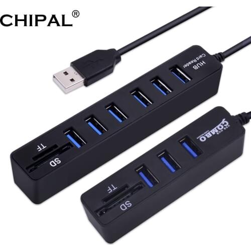 CHIPAL 3 Port USB 2.0 HUB 6 Port USB2.0 Splitter + Card Reader Mini 2 in 1 Cardreader for SD TF Micro SD for Windows XP/7/8 Vist
