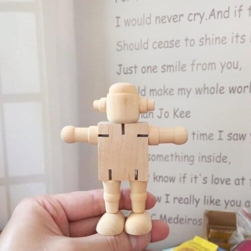 Wooden doll, DIY color, wooden person, robot, joint puppet, puzzle toy,Graffiti supplies(A362)