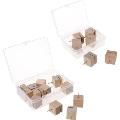 6/12pcs Wooden Square Nail Thumbtack Board Pins Pushpins Drawing Photo Wall Stud