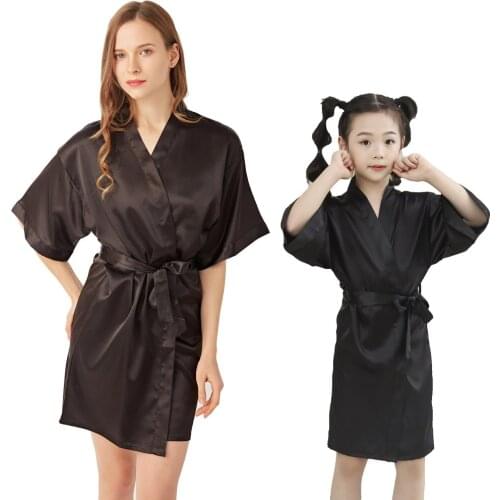 Kids Pyjamas Sleepwear Homewear Party Wedding Kimonos Family Look Nightgown Satin Robes Family Matching Pajamas Children Pajamas