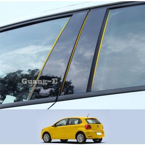 For Volkswagen VW Polo Hatchback 2011-2018 Car PC Material Pillar Post Cover Door Trim Window Piano Black Molding Sticker
