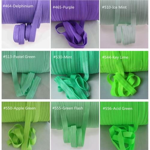 10 Yard 5/8" 16mm Solid Shiny FOE Fold Over Elastic Ribbon Bands for Hair Tie Headband Dress Lace Trim DIY Sewing Accessories