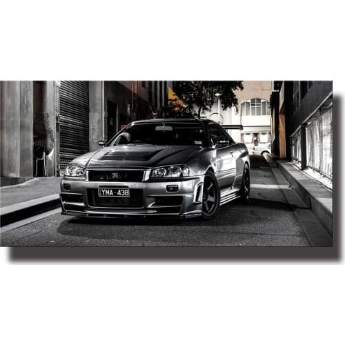Canvas Paintings Sports Car Artwork Modern Nissan Skyline GTR Car Pictures Wall Art for Living Room Home Decor (No Frame)