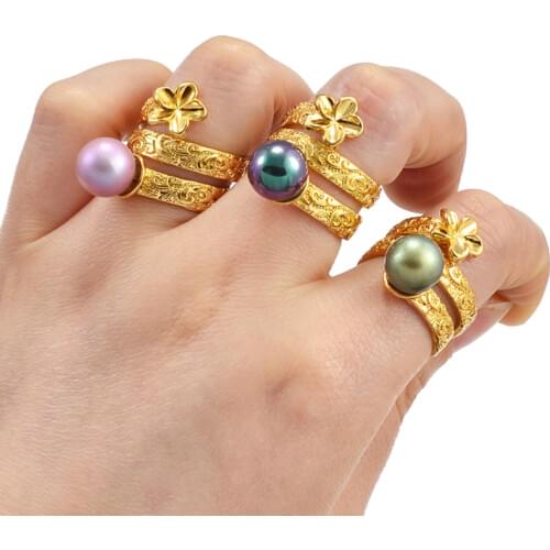 Anniyo Hawaiian Frangipani Pearl Ring New Zealand Australia Ring Guam Wedding Jewelry Chuuk Polynesian #243906