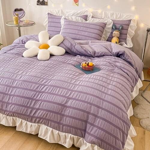 3/4pcs sweet Korean style linens bedding set Ruffles bed linen for home bed cover beds set cute bed sheets Bedspread pillow case