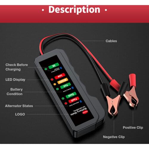 Mini 12V Car Battery Tester Digital Alternator Tester 6 LED Lights Display Car Diagnostic Tool Auto Battery Tester For Car