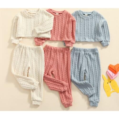 Fashion Infant Children’s Knitted Clothes Set Autumn Winter Kids Girls Boys Long Sleeve Tops and Trousers 2PCS Casual Outfits