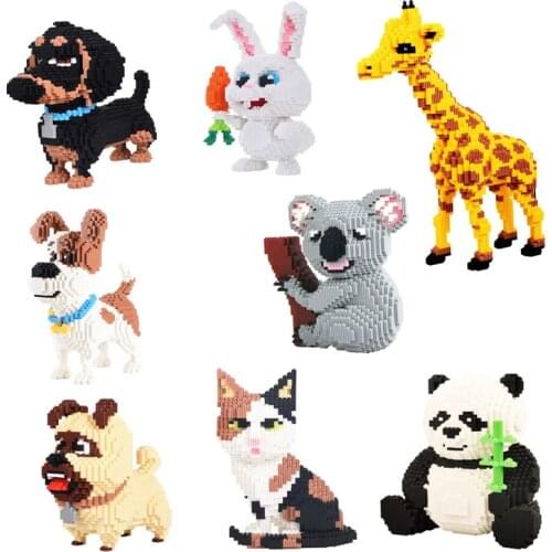 Cartoon Animal Magic Blocks Koala Dog Panda Figure Giraffe Model Mini Assembled Mirco Building Bricks With 4350pcs+ Brock Toys