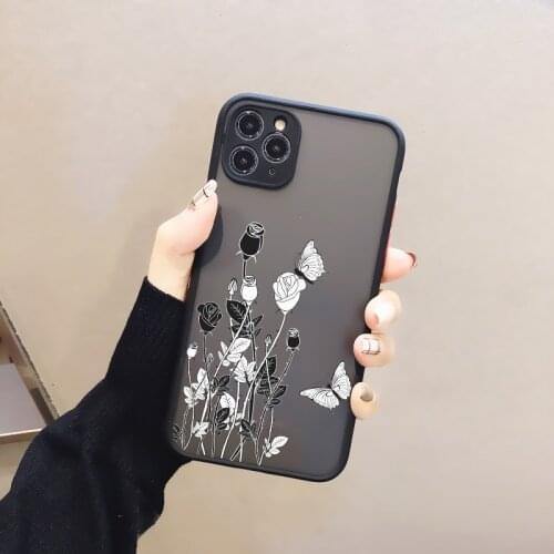 Simple Art Line Fire Flower Rose soft Case for iphone 7 8 Plus 6s plus 12 11 Pro Max SE 2020 X XS Max XR Funda Coque Cover case