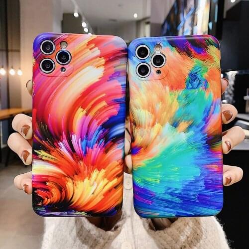 Soft Silicone Case For iphone SE 2020 7 8 6 6s plus X Xs max XR Colorful oil painting Phone Case For iphone 11 Pro Max Cover