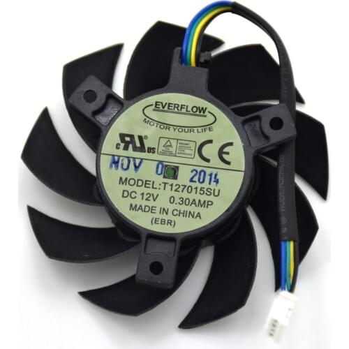 New & Original Everflow T127015SU 65 MM DC 12 V 0.30AMP 4 P 4Pin Video Grafikkarte Lufter 40*40*40 MM