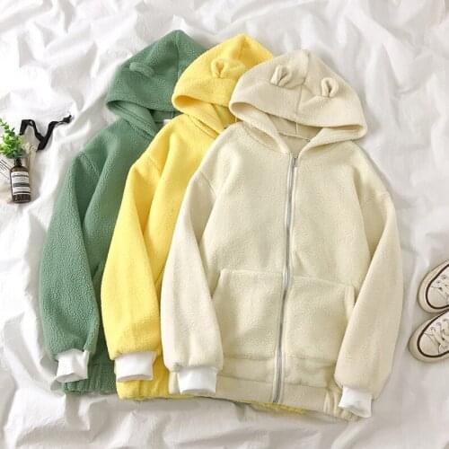 Autumn And Winter New Korean Loose Thickened Zipper Sportswear Womens Fashion Junior Hoodie Top