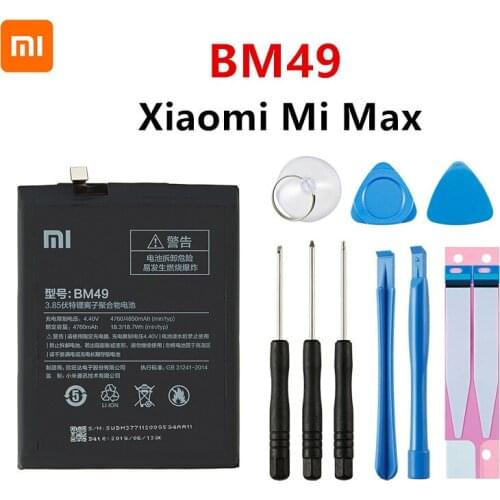 Xiao mi 100% Orginal BM49 4760mAh Battery For Xiaomi Mi Max MAX BM49 High Quality Phone Replacement Batteries +Tools