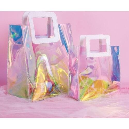 Transparent bag Laser gift bag jelly bag handbag women fashion cosmetics PVC waterproof handbag