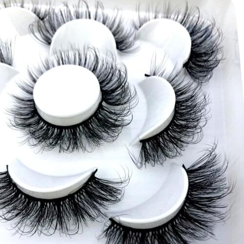 Fluffy 5 pairs false eyelashes natural long fake lashes makeup 3d mink lashes eyelash extension 25mm mink eyelashes for beauty