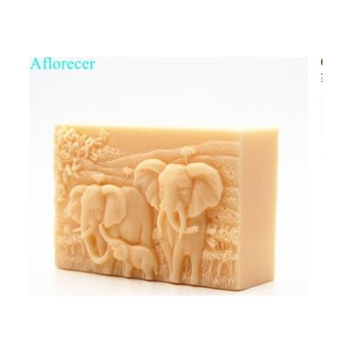 Cute Elephant Pattern Soap Silicone Mold cuboid Shape Soap Mold Christmas DIY Craft Gifts