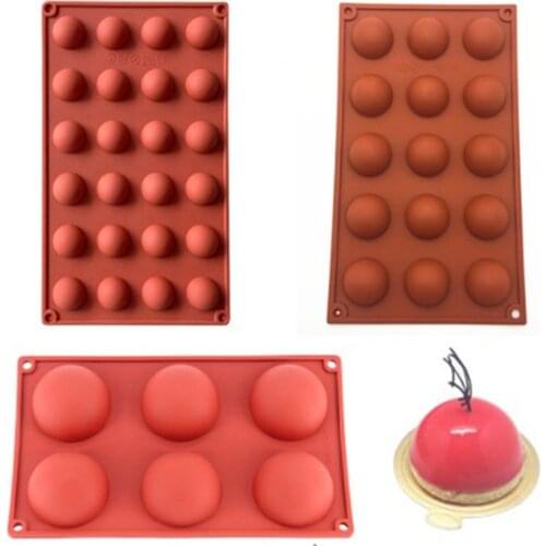 Hemispherical Chocolate Mousse Cake Mould 5, 6, 8, 15, 24, Continuous, Semi-circular, Silicone, Pudding, Household Products,C132