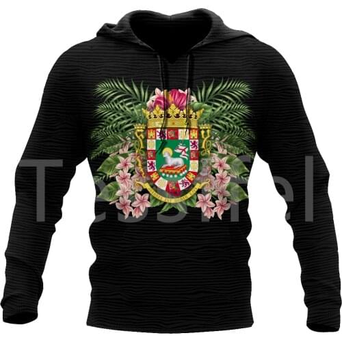 Tessffel Country Flag Puerto Rico Tattoo Emblem 3DPrint Men/Women Harajuku Pullover Casual Funny Hoodies Unisex DropShipping A-2