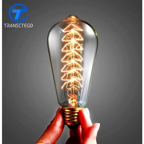 TRANSCTEGO Edison Bulb vintage lamp E27 screw 110V 220V 40W 60W Lamp light bulbs