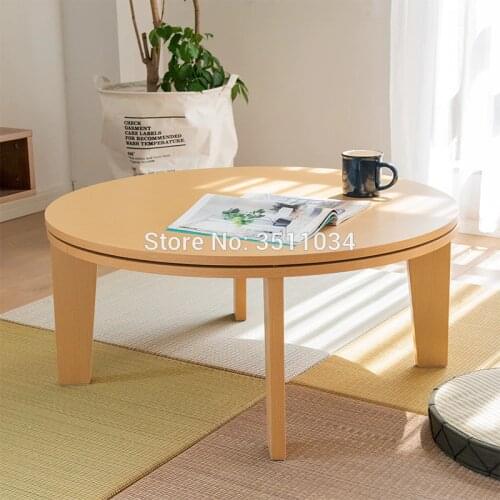 Diameter 80cm Japanese Round Kotatsu Table Foot Warmer Heated Low Kotatsu Coffee Table Double-deck Desktop Table legs Assembled