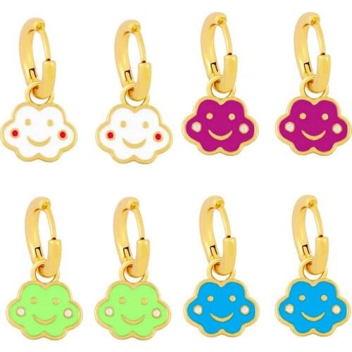 Cute lovely kids jewelry 2021 new fashion small enamel clouds hanging drop earrings for women wedding party jewelry gift