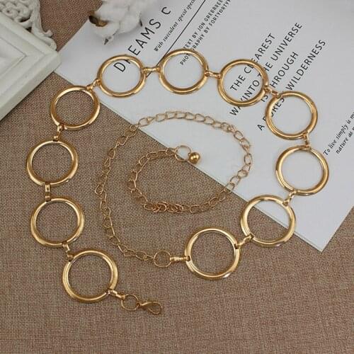 2020 New Arrival Silver Ring Chain Belt Fashion Elegant Gold Metal Female Round Alloy Women Circle Waist Dress Belts