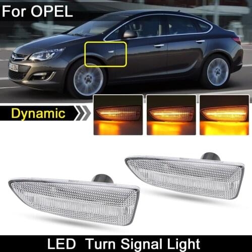 1 Pair For Opel Astra-J Astra-K Zafira Crossland Insignia Clear Lens LED Side Marker Light Dynamic Amber Turn Signal Lamp