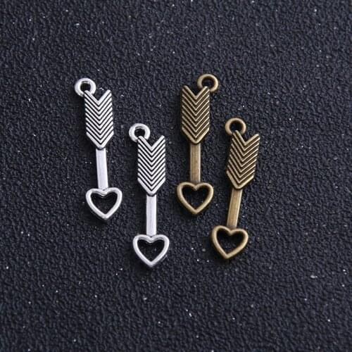 18pcs/lot 7*30mm Vintage Metal Zinc Alloy Small Hearts Arrow Pendant Charms Diy Jewelry Making Charms