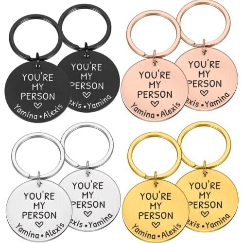 2Pcs Custom keychain Personalized Name Keychain Gift You're my person for Boyfriend Girlfriend Husband Wife Couple Key Chain