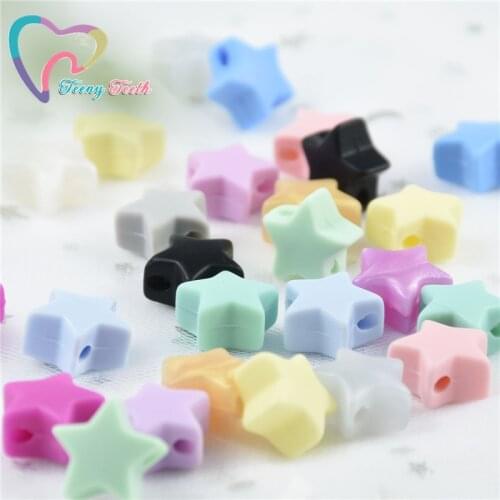 Teeny Teeth 20 PCS 14 MM Silicone Beads Mini Star Shape Food Grade Teether BPA Free Eco-friendly Beads Bracelet DIY Jewelry