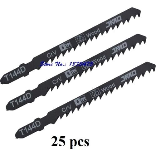 25 pcs/lot Jig Saw, T144D T-SHANK 100mmx1.3x6T CrV, for wood HCS, side set, ground Softwood (5-50 mm), chipboards, plywood