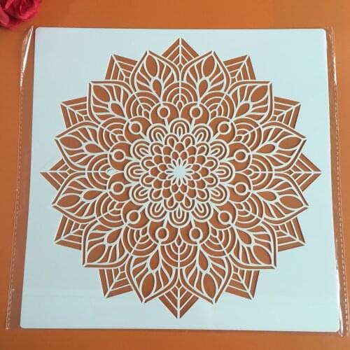 30 *30cm craft mandala mold for painting diy stencils stamped photo album embossed paper card on wood, fabric,wall,Floor, tiles