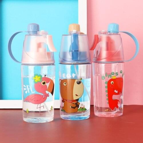 400/600ml Kids Cartoon Bear Bird Leakproof Plastic Water Bottle Outdoor Sports Spray Cup Water Bottles for School Kids
