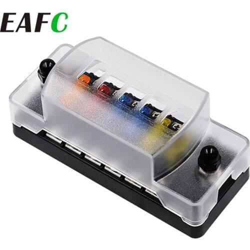 6 Way Fuse Box Holder Plastic Cover Blade Block With LED Warning Indicator Light For Auto Car Boat Yacht Marine Trike