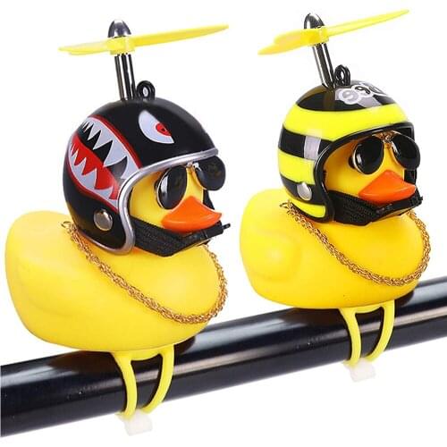 Bike Motorcycle Riding Cycling Bicycle Accessories Small Yellow Duck Wind-breaking with Helmet Propeller Car Ornament Toys Duck