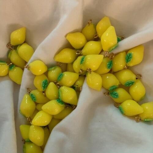 DIY 40PCS yellow lemon beads charms pendant Bracelet necklace earring Accessory Slices Jewelry Making