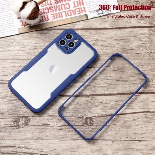Integrated 360 Full Body Clear TPU Phone Case for iPhone X Xs Max Xr 8 7 Plus iPhone 11 12 Pro Max Ultra Thin Shockproof Cover