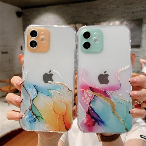 Watercolor Painting Phone Case for IPhone 12 11 Pro X XR Max Mini Clear Shockproof Cover for IPhone 8 7 Plus XS Max Coque Funda