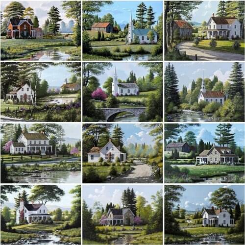 Evershine Diamond Painting House Mosaic Art 5D DIY Diamond Embroidery Landscape Cross Stitch Tree Wall Decorations