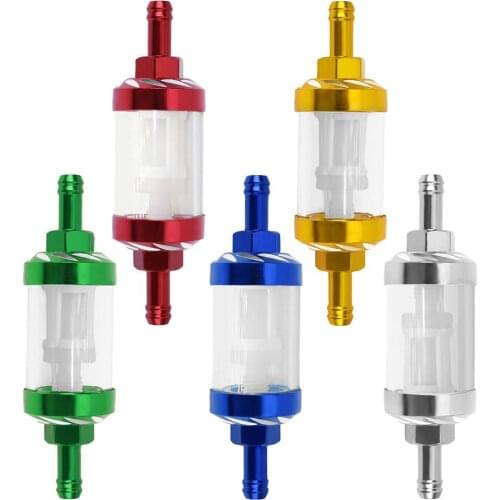 6mm/8mm Fuel Oil Filter Aluminum Glass Gas Fuel Oil Filter Motorcycle Gas Fuel Gasoline Oil Filter for ATV Bike Moto Accessories