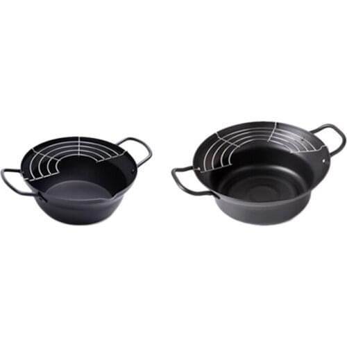 Easy Pour Non Stick Coating Tempura Fryer Pot with Oil Drip Drainer Rack Made in Japan Mini Deep Fry Pan